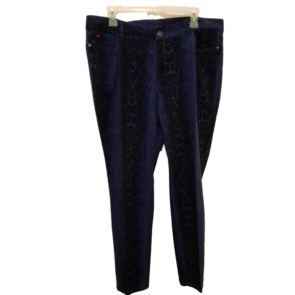 Sofia Vergara Pants womens 28 x28 1/2 Blue Snake print Skinny ankle‎